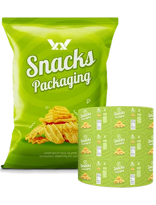 Sauce printed packaging roll featuring colorful custom printing for snack and food product packaging applications.