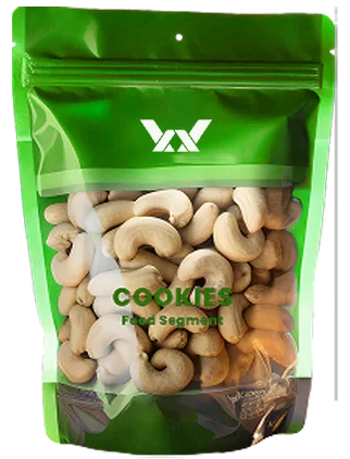 Green stand-up dry fruit packaging pouch for cashew nuts